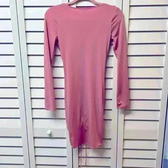 Fashion Nova Long Sleeve Bodycon Dress Size Small Pink - Picture 5 of 6